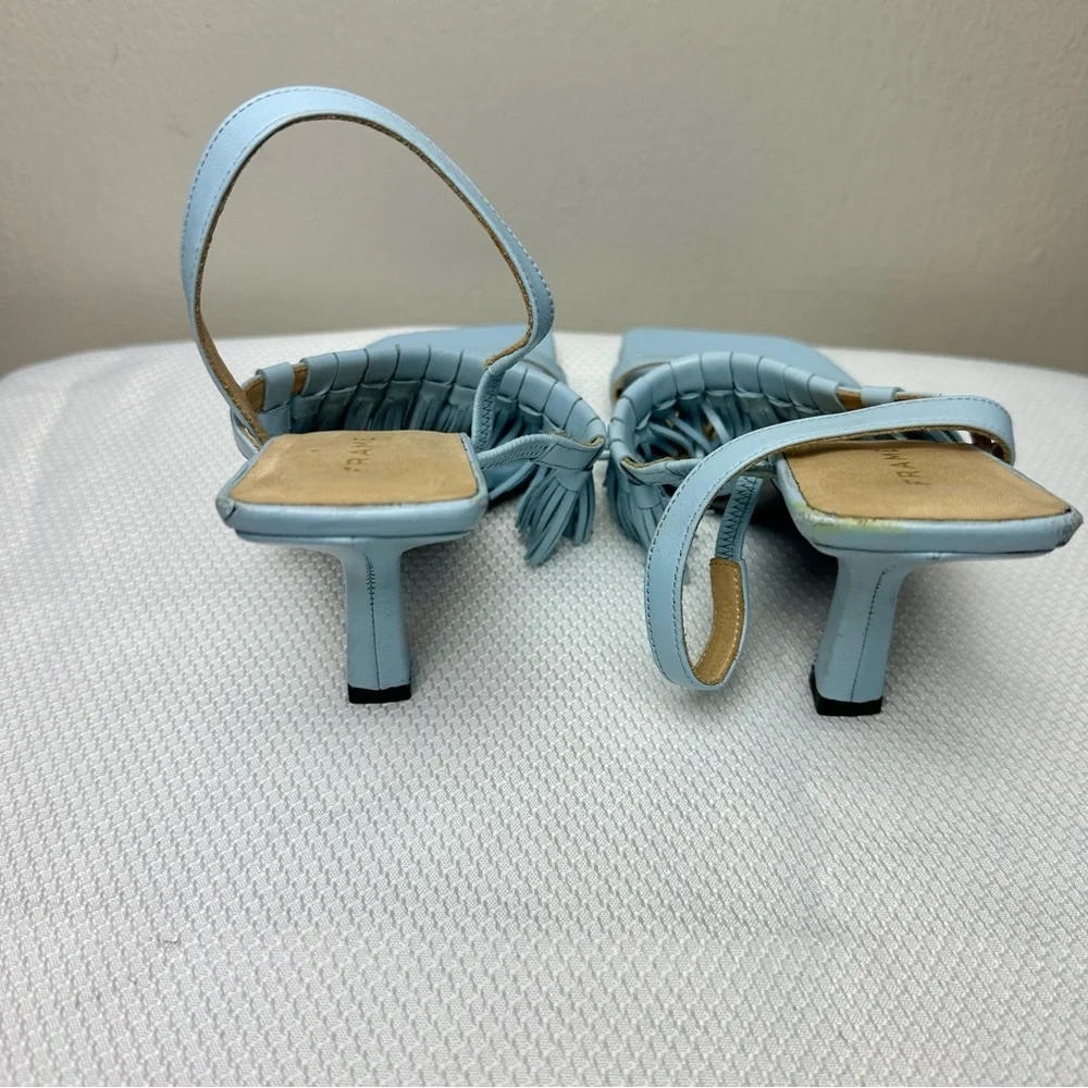 Frame Borrego Leather Tassel Sandal Chambray Blue Sz 37 1/2 Us 7 1/2 - Picture 5 of 9
